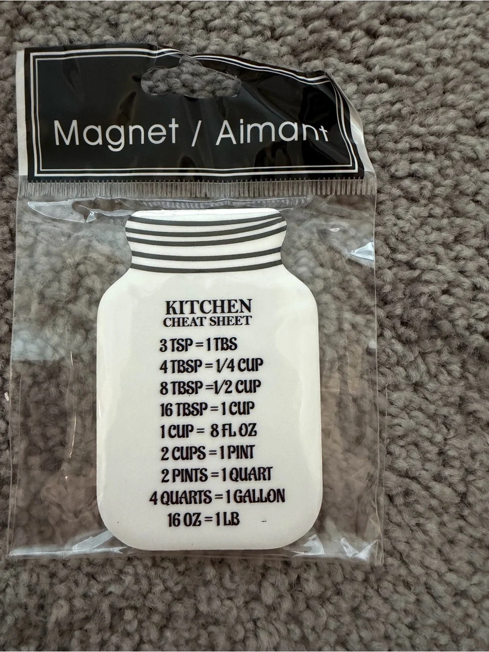 Kitchen Cheat Sheet Mason Jar Magnet - White